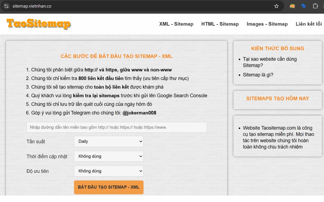 Cách tạo sitemap