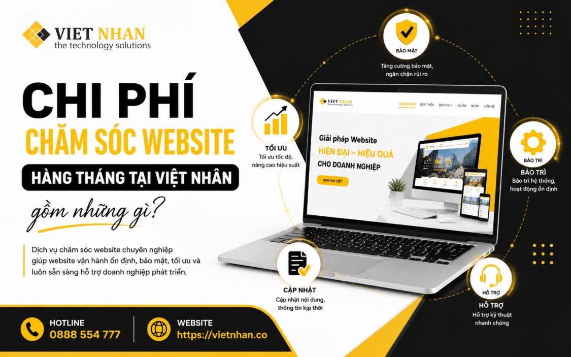 Chi phí chăm sóc website hàng tháng tại Việt Nhân gồm những gì?
